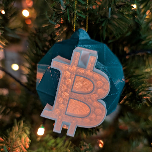 Bitcoin Ornament: Translucent BTC Bauble – Insert a Tree Light for Illuminated Glow