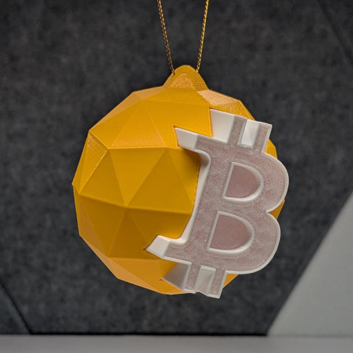 Bitcoin Ornament: Translucent BTC Bauble – Insert a Tree Light for Illuminated Glow