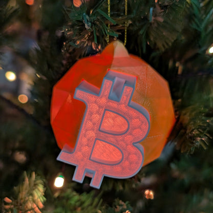 Bitcoin Ornament: Translucent BTC Bauble – Insert a Tree Light for Illuminated Glow