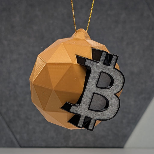 Bitcoin Ornament: Translucent BTC Bauble – Insert a Tree Light for Illuminated Glow