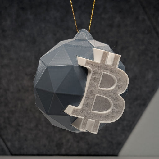 Bitcoin Ornament: Translucent BTC Bauble – Insert a Tree Light for Illuminated Glow