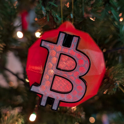Bitcoin Ornament: Translucent BTC Bauble – Insert a Tree Light for Illuminated Glow