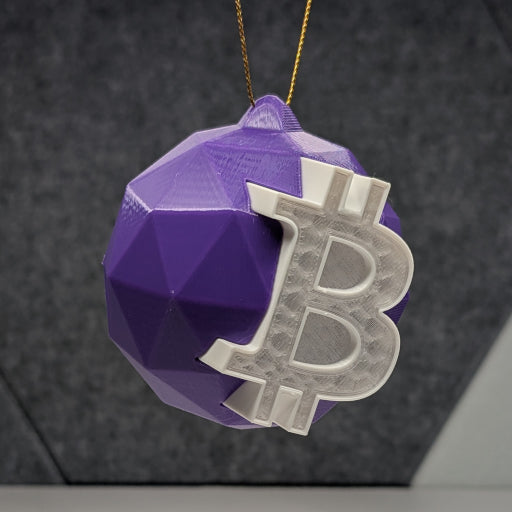 Bitcoin Ornament: Translucent BTC Bauble – Insert a Tree Light for Illuminated Glow