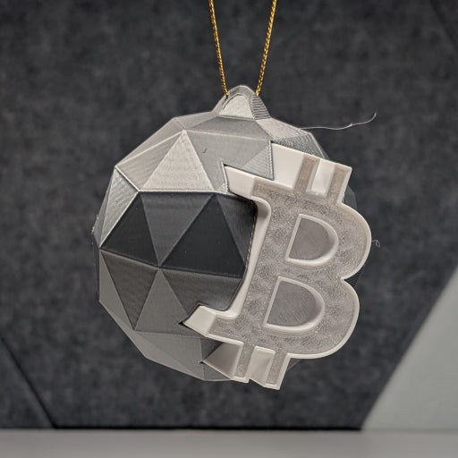 Bitcoin Ornament: Translucent BTC Bauble – Insert a Tree Light for Illuminated Glow